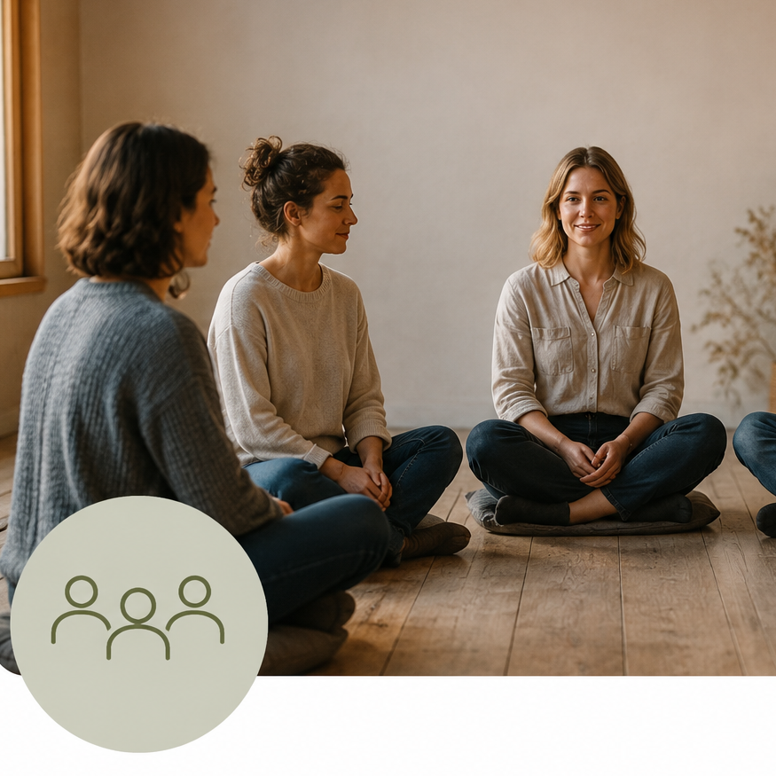 Groupe participant à un exercice de respiration et de relaxation