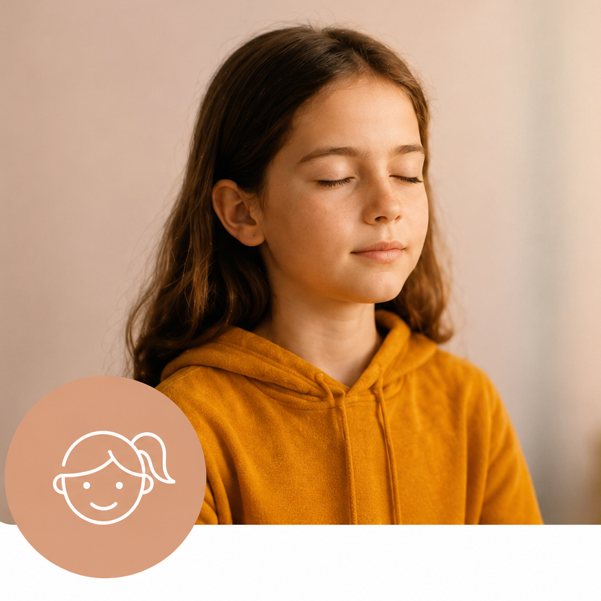 Adolescente pratiquant un exercice de respiration et de relaxation
